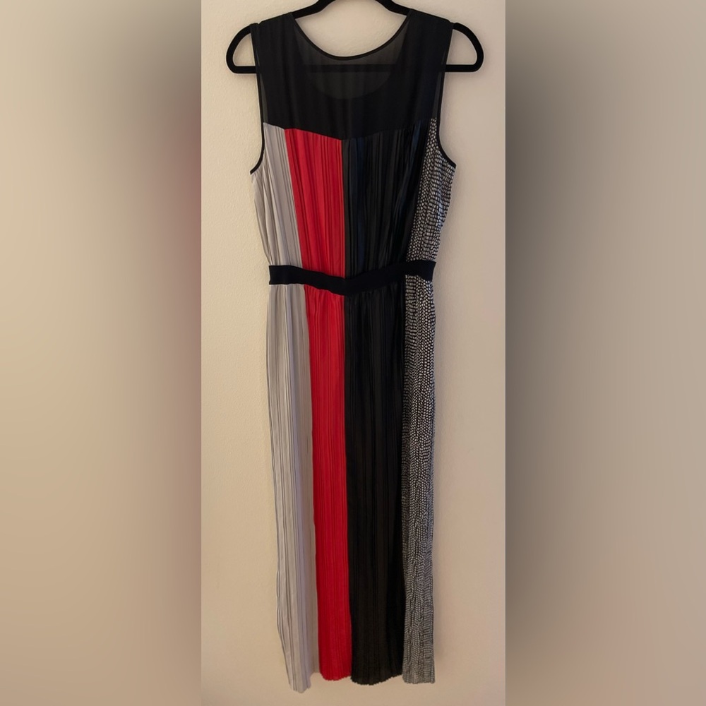 BCBG pleated gown new with tags (red, black, silver)